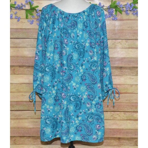 Woman Within Women's Floral Paisley Tunic Blouse Plus Size1X V-Neck 3/4 Sleeve - Picture 7 of 12